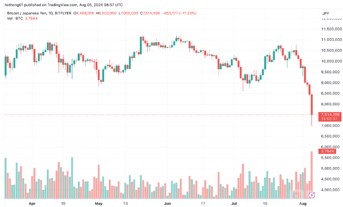 比特币兑日元大跌 投资者套利交易引发市场波动